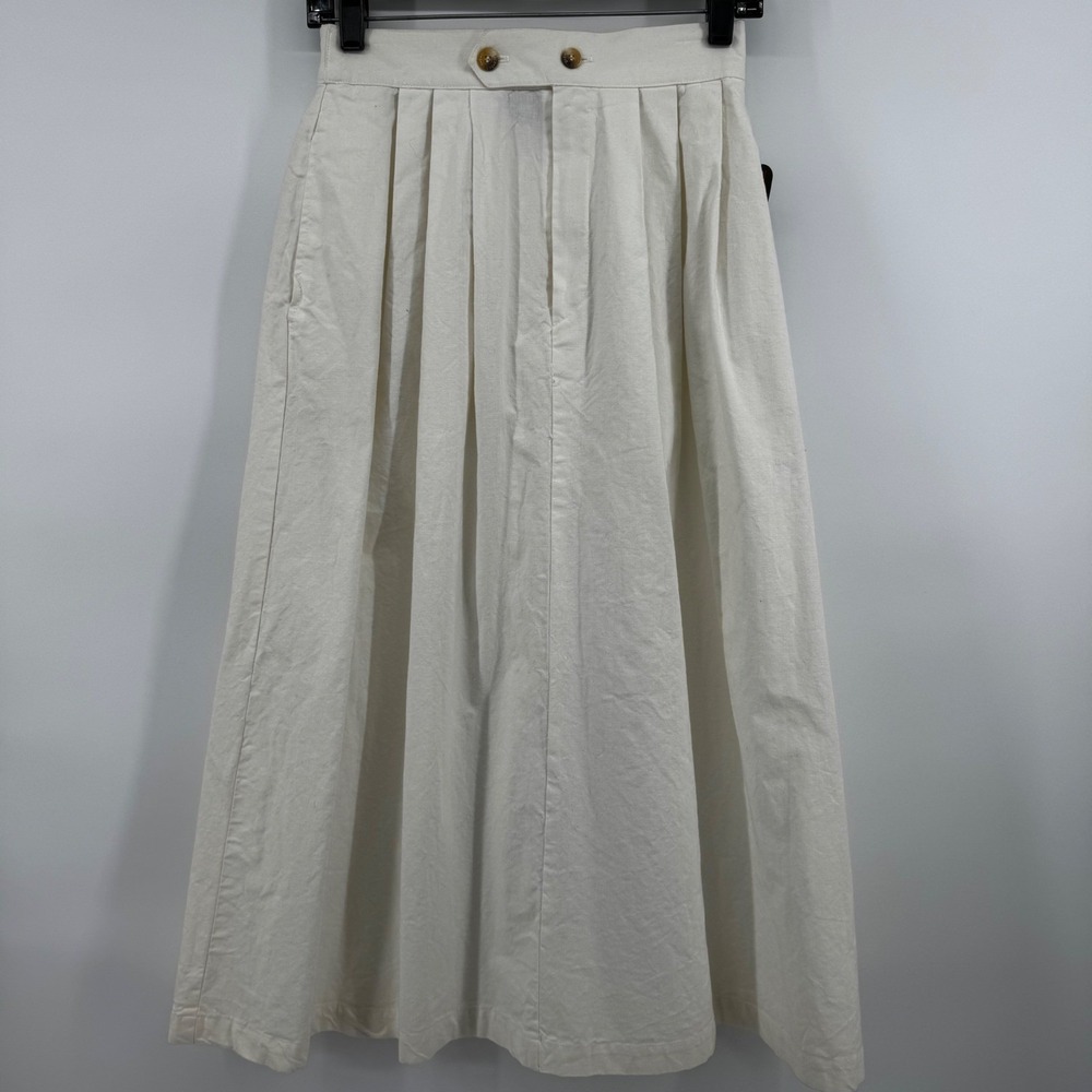 Vintage Outback Red Ivory Cotton Pleated Midi Skirt High Waist Size 10 NWT USA - Picture 8 of 12